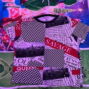 This is a ON FIRE branded short sleeved tank top , and is 100% cotton.